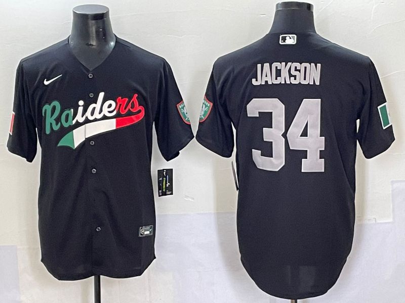 Men 2025 Oakland Raiders 34 Jackson Black Joint Name Nike Limited NFL Jersey style 62